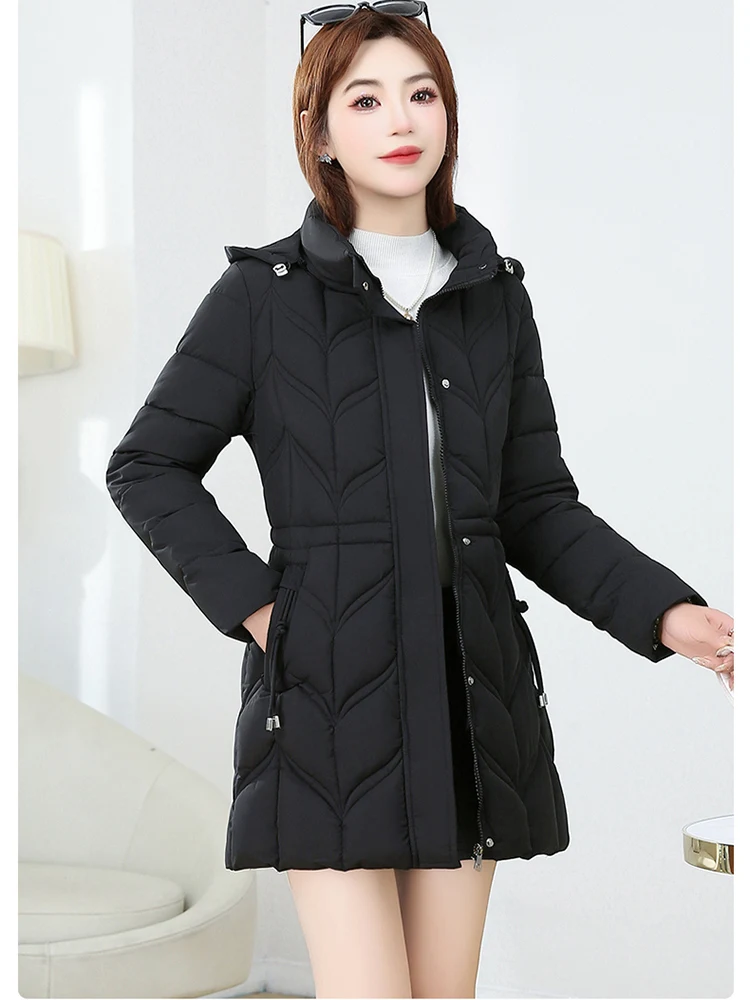 

Зимнее утепленное хлопковое пальто средней длины для женщин, приталенное, для повседневной носки, для мам, на хлопковой подкладке