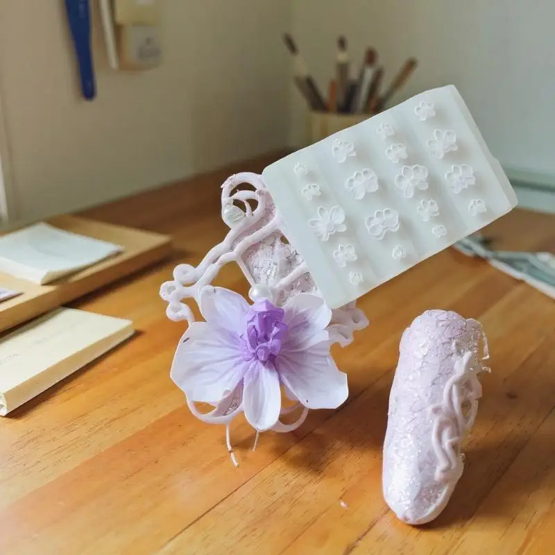 Moule à ongles Design orchidée papillon doux, outil de modèle de sculpture de manucure de fleur de Phalaenopsis 3D, DIY