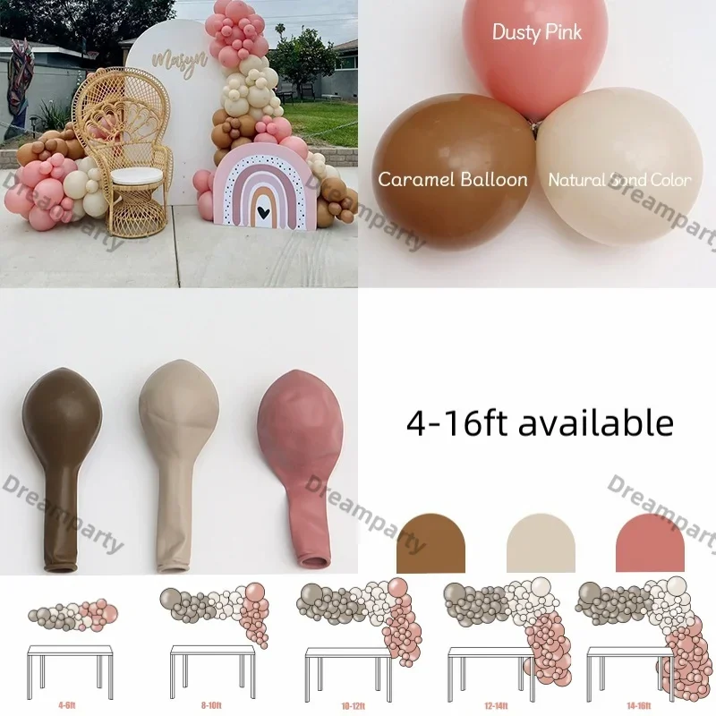 Groovy One Party Balloons Garland Set Dusty Pink Caramel Sand White Ballon Arch Wedding Bride Baby Shower Decorations Supplies