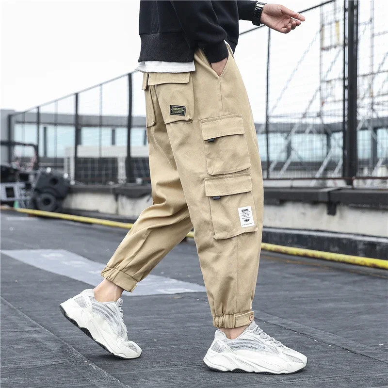 New Men's Cargo Pants Fashion Day Tie Ankle Pants Fashion Baggy Multi-pocket Niners