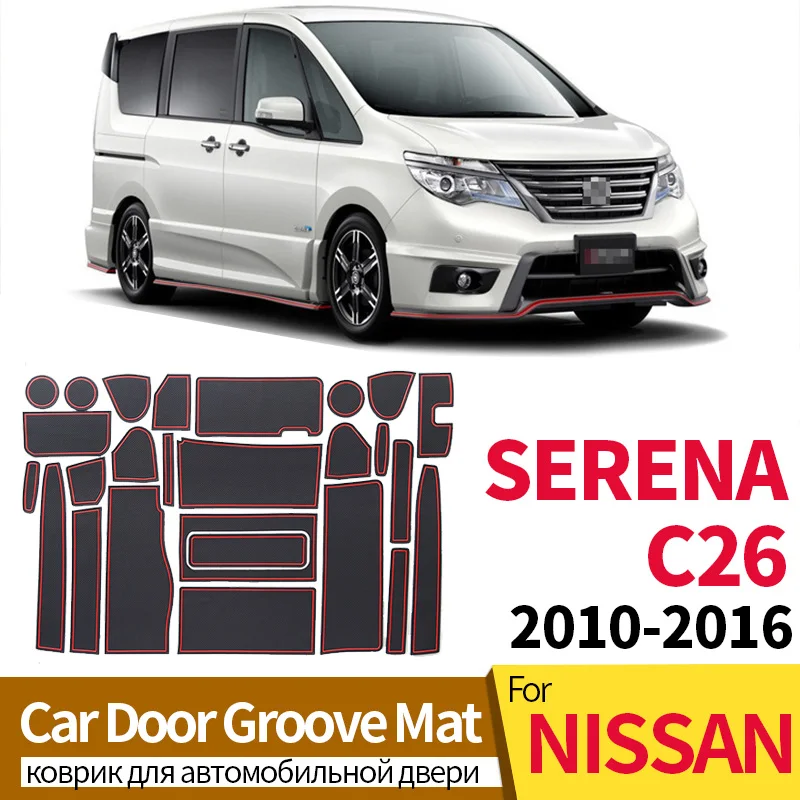 Car Anti-Slip Door Slot Gasket For Nissan SERENA C26 2010-2016 2011 2015 Waterproof Non-slip Mat Coaster Interior Accessories