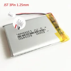 3.7V 1200mAh Lipo Polymer Lithium Rechargeable Battery +JST 1.25mm 3pin Plug For GPS DVD Bluetooth Recorder E-book Camera 603450