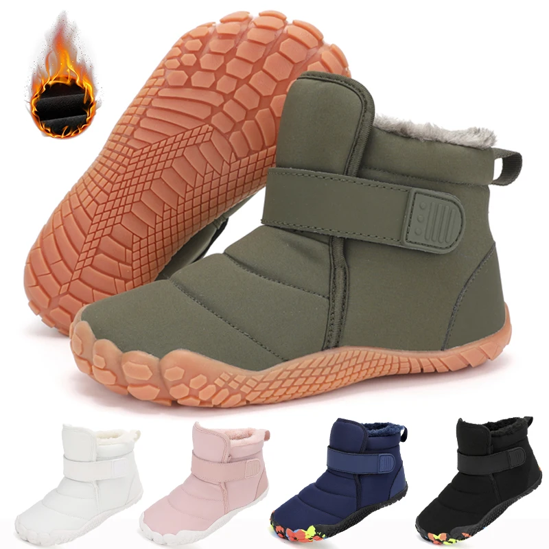 

Kids Barefoot Snow Boots Five-finger Wide Toe Boys Girls Winter Waterproof Sneakers Children Outdoor Non-Slip Warm Cotton Shoes