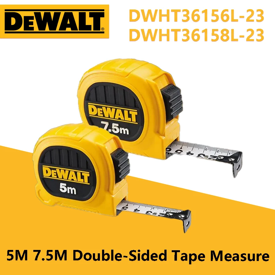 dewalt ferramentas de medicao de carpintaria de construcao fita metrica dupla face dwht36156l23 dwht36158l 23 5m 75 m 01