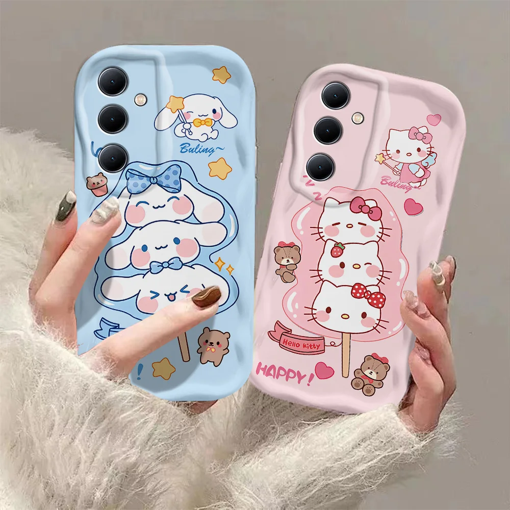 Cartoon HelloKitty Cinnamoroll3D Wave Case for Samsung A73 A72 A71 A55 A54 A53 A35 A34 A33 A25 A24 A23 A15 A14 A13 4G 5G Cover