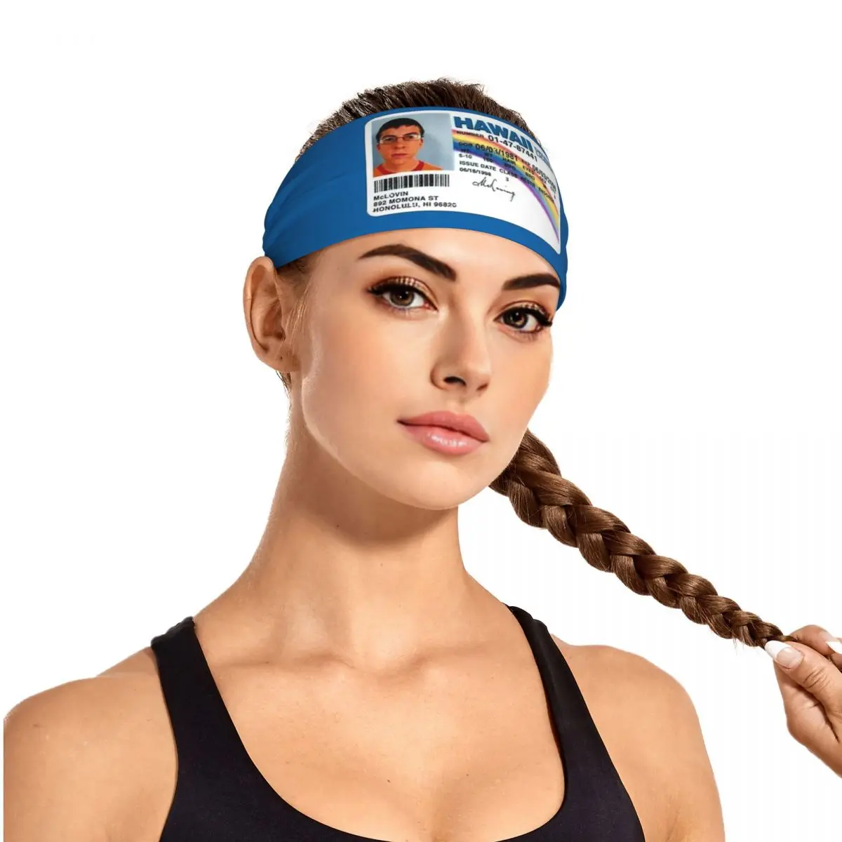 

Custom McLovin Driver License Sweatband for Men Women Quick Drying Sports Sweatband Gym Yoga Running