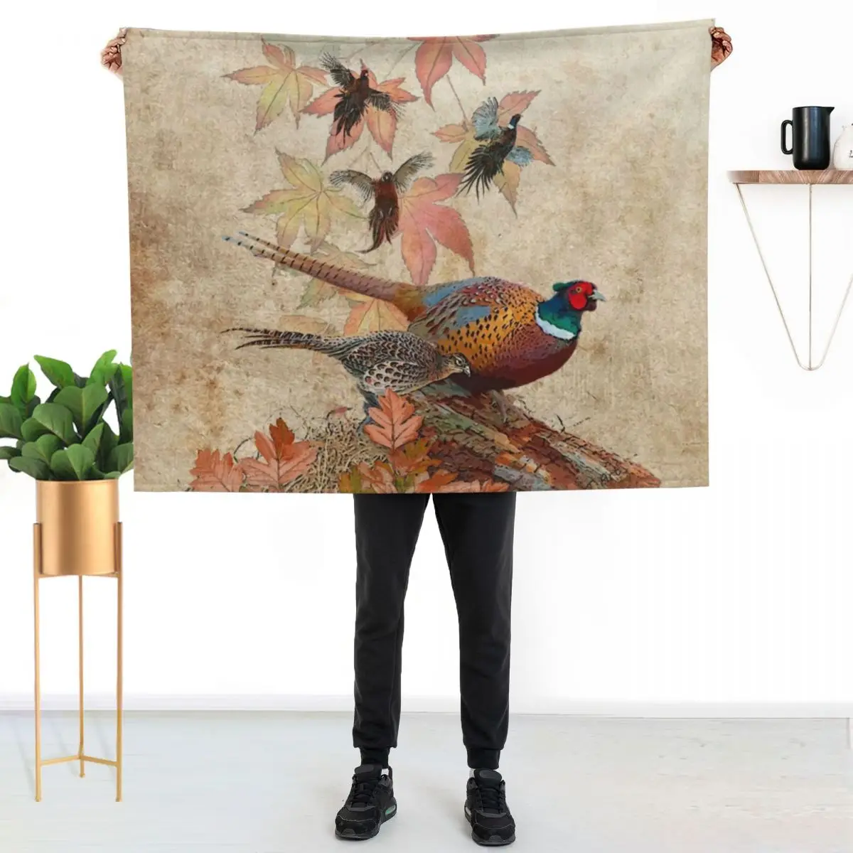 Common Pheasant Throw Blanket Plush Winter beds Decorative Sofas Fashion Sofas Flannel Fabric Plaid Blankets