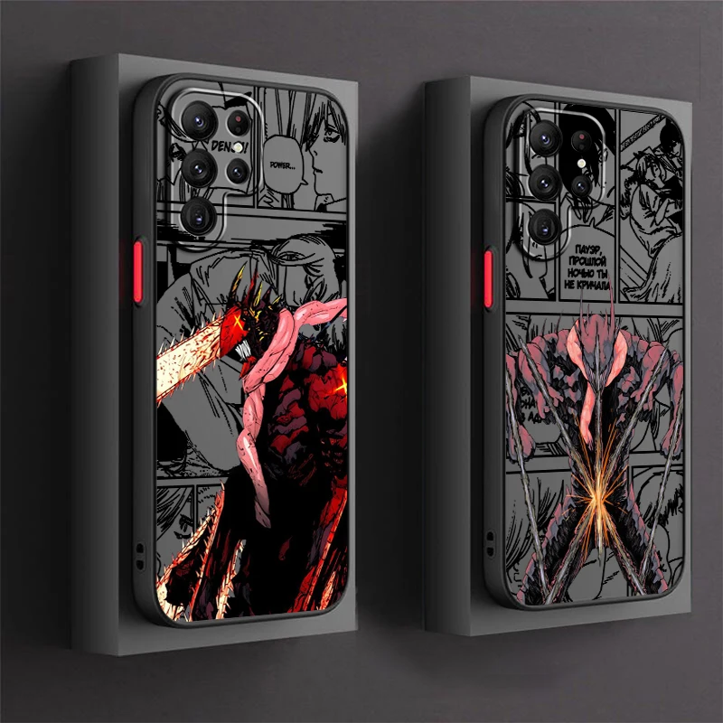 

C-Chainsaw M-Man Cool Cute Frosted Translucent For Samsung Note 20 A35 A03 A54 A31 A22 A34 A14 A24 A04 A55 5G Soft Phone Case