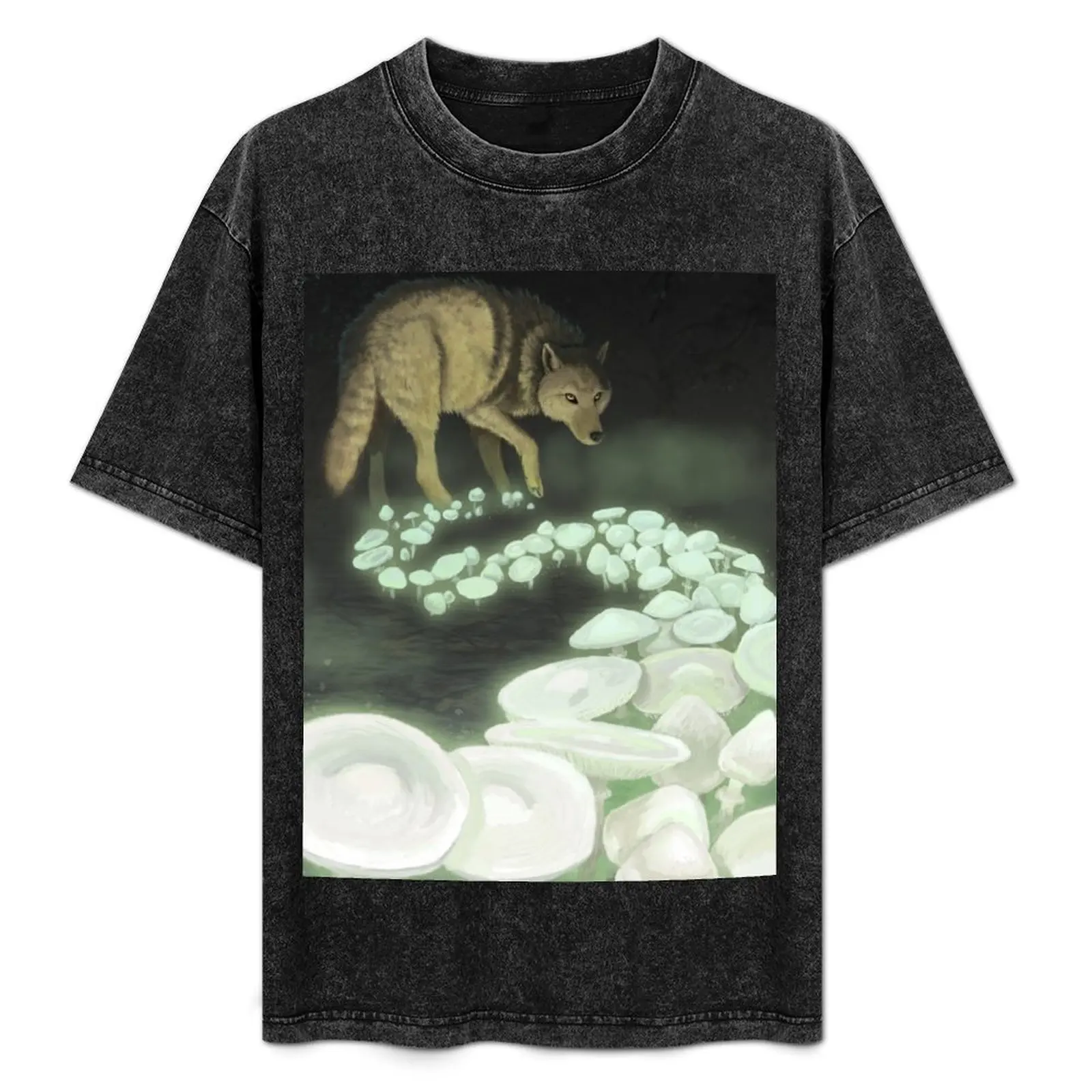 White Wolf Trailing Death Mushrooms T-Shirt tops anime figures oversized graphic tee mens champion t shirts