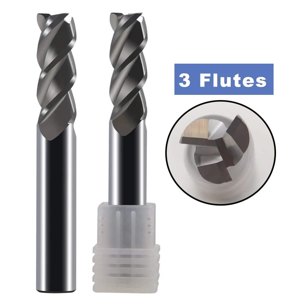 GYKKU HRC55 Coner Rounding End Mill For Aluminum 3 Flutes Milling Cutter Carbide Tungsten Router Bit Cnc Machine Tools R0.2 R0.5