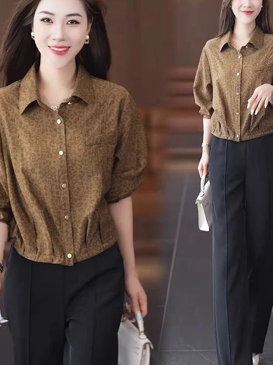 

Faionable Loose Casual irt Women's Autumn 2025 New Sle Slimming Versatile Beautiful Top Small Size Collar Long Sve