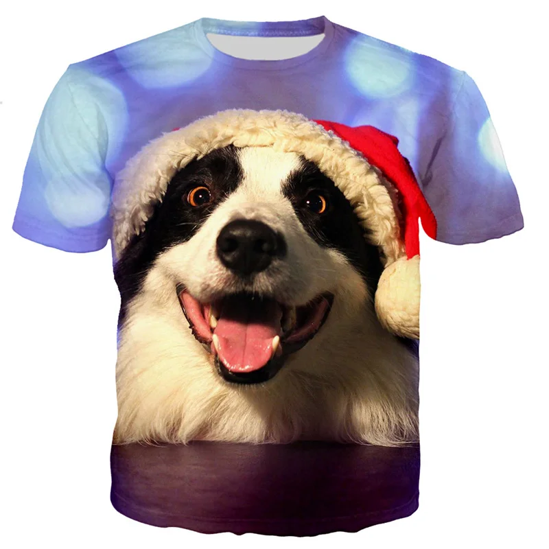 Fashion Cool Summer T Shirt Men Border Collie 3D Print T-shirts Casual Style Short Sleeves Streetwear Tops Clothing Dropshipping