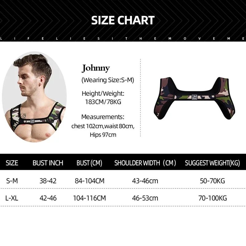 JOCKMAIL Letter Elastic Band Harness Men Sexy Shoulder Straps Chest Bondage Muscle  Club Party Hollow Costume Gay Underwear