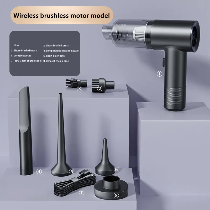 Беспроводной автомобильный пылесос, многофункциональный мини-портативный мощный всасывающий и выдувной встроенный чистящий прибор Dreame h