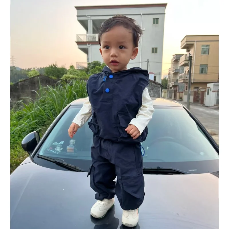 

Children's Clothing Set Spring and Autumn New Korean Boys' Baby T-shirt +Pants +Hooded Vest 3Piece Set Kids Casual Set