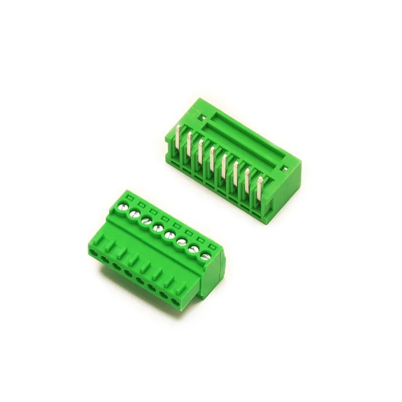 1set 2EDG-2.54mm Pluggable PCB Screw Terminal Block Green, Straight  Pin Header Socket Set, 2P-24P Small Pitch Connector