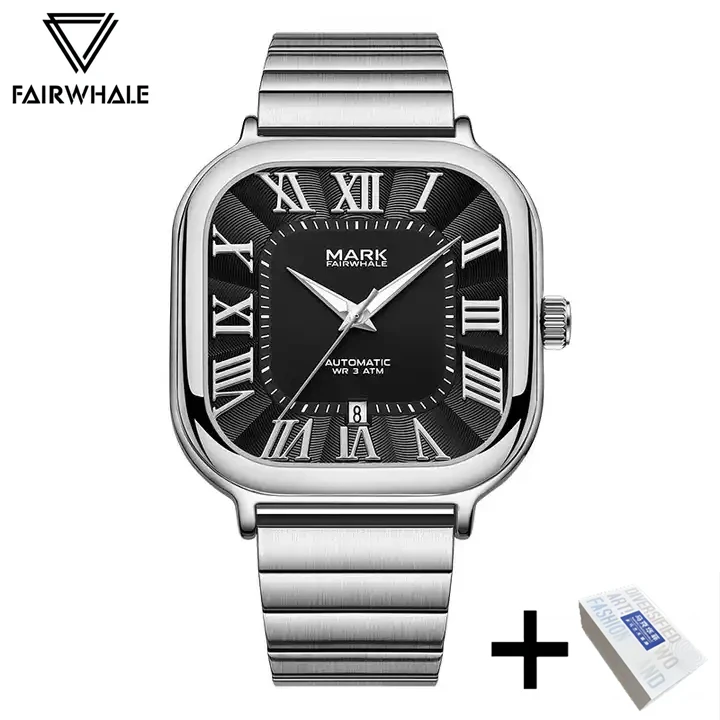 

Mark Fairwhale Square Automatic Watch For Man Luxury Stainless Steel Roman literal Mechanical Wrist Watch Men 2025 Hot Selling