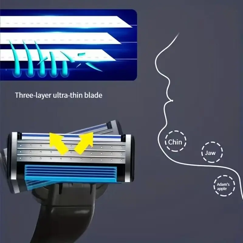 شفرة ثلاثية الطبقات ماكينة حلاقة يدوية شفرة حلاقة يدوية 3 طبقات ماكينة حلاقة للرجال مكشطة الرأس