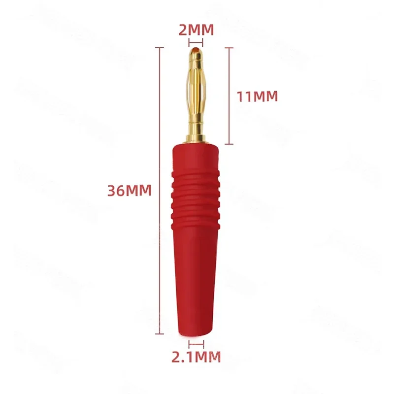 20Pcs 2MM Banana Gold Plate Pure Copper Plugs Connectors For Banana Socket Male Connector  Power Supply Terminal