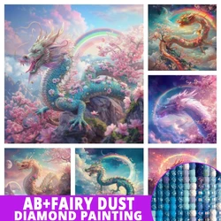 Fairy Dust AB Full Diamond Painting Dragon 5D Diy Embroidery Diamond Painting Animal Mosaic Creative Hobbies Decoration For Home