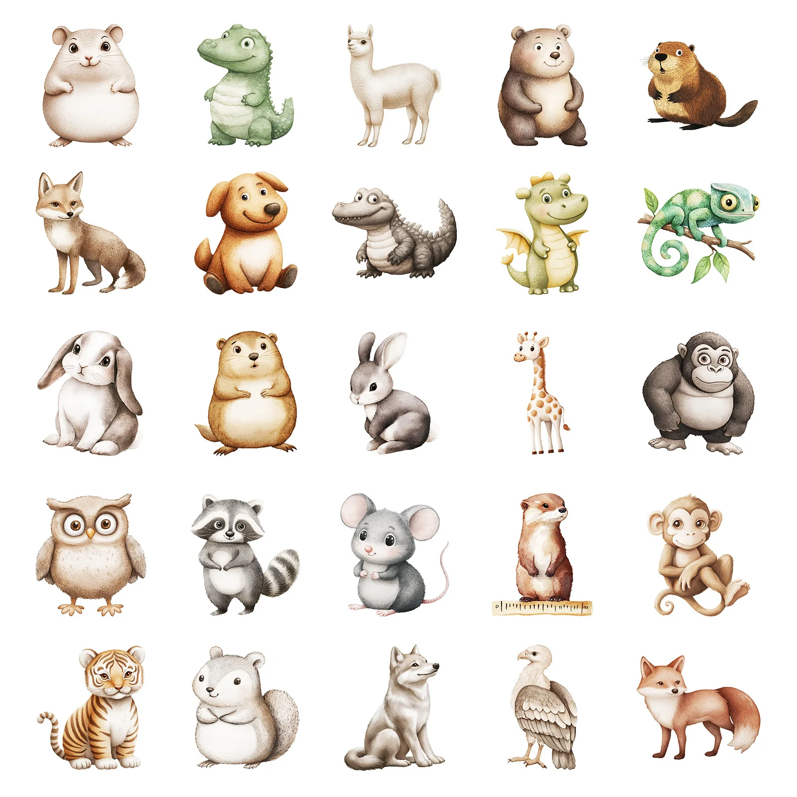 50Pcs 3D Animal Stickers for DIY Laptop Decor Koala Penguin DIY Stickers For Notebook Stationery