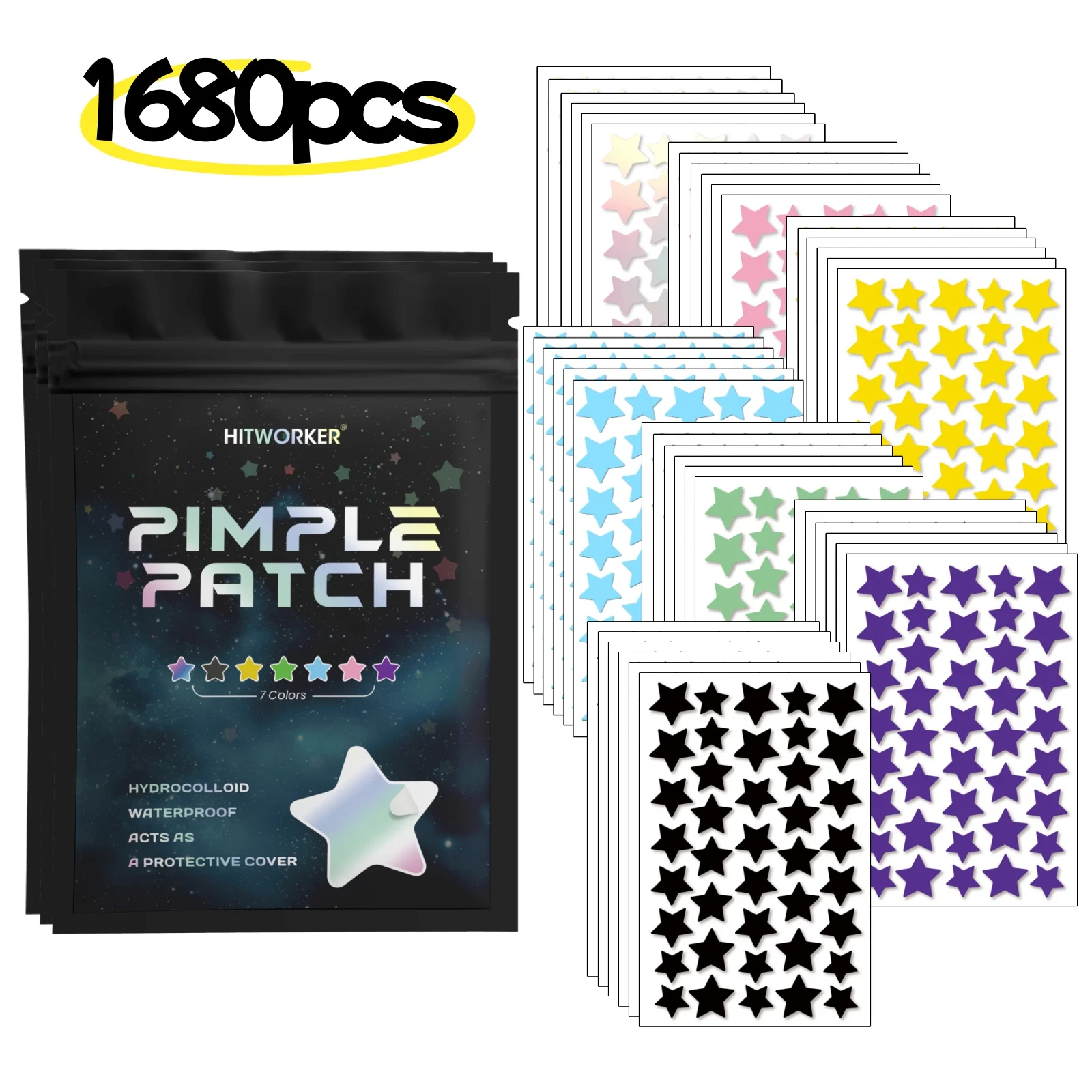 840/1680 Pcs Star-shaped Multi-color Pimple Patches Gentle and Non-irritating, Covers Blemishes Essential for Daily Facial Care