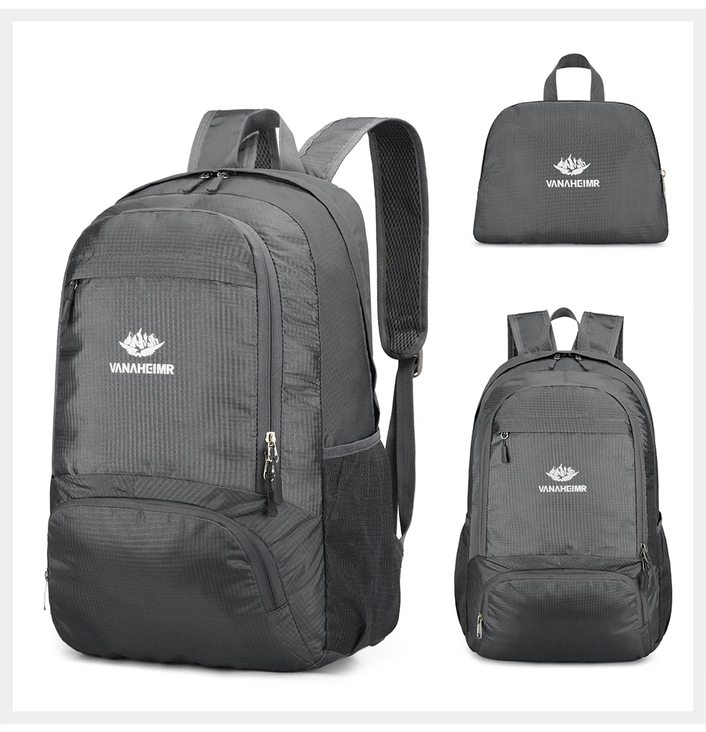 23l packbarer Rucksack faltbare ultraleichte Outdoor-Reisetasche großer zusammen klappbarer Rucksack Wander reise rucksack Bergsteiger-Tages rucksack Geringes Gewicht hohe Kapazität Wasserabweisendes Gewebe Top Punc – Detail 23