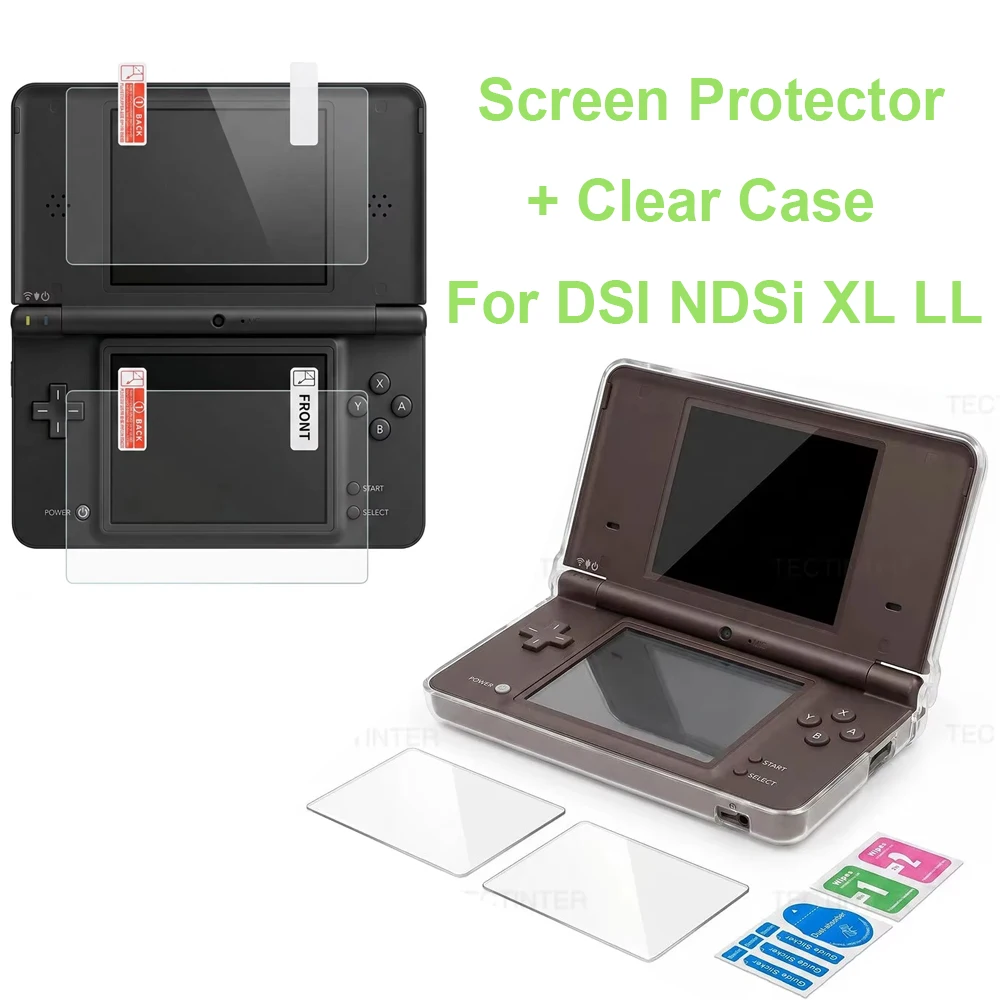 Funda transparente para consola de juegos DSI NDSi XL LL, carcasa protectora de cristal, Protector de pantalla, película protectora transparente, accesorios