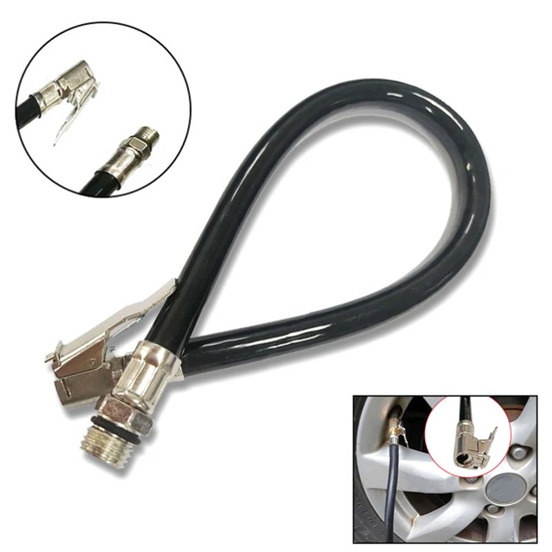 Air Tyre Inflator Pressure Car Auto Tire Hose Pump Gauge Hose Connector Flexible For Automobile Tires Fast Inflatable Rods