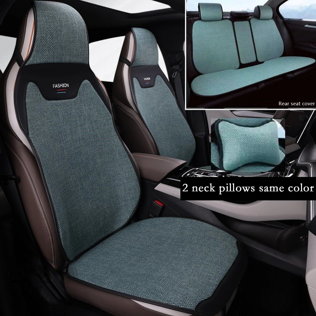 

Sports Car Seat Cushion Cotton and Linen Fabric Breathable Non Slip Skin Friendly Automotive Interior Universal Seat Cover Pad