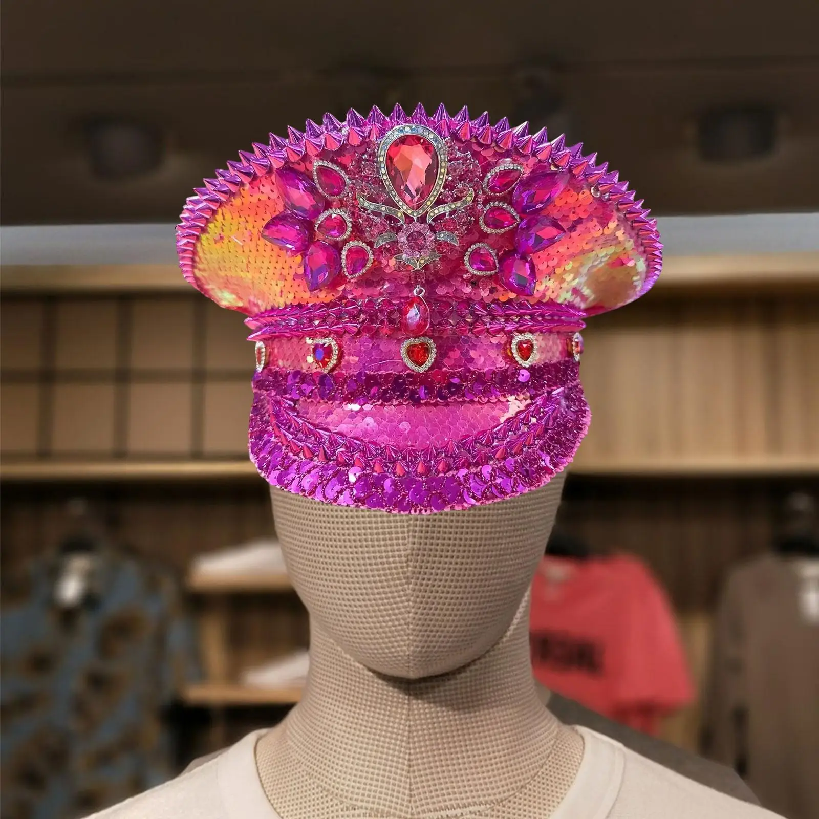 

Rhinestones Studs Costume Hat Decor Men Women Headwear for Dressing up Carnivals