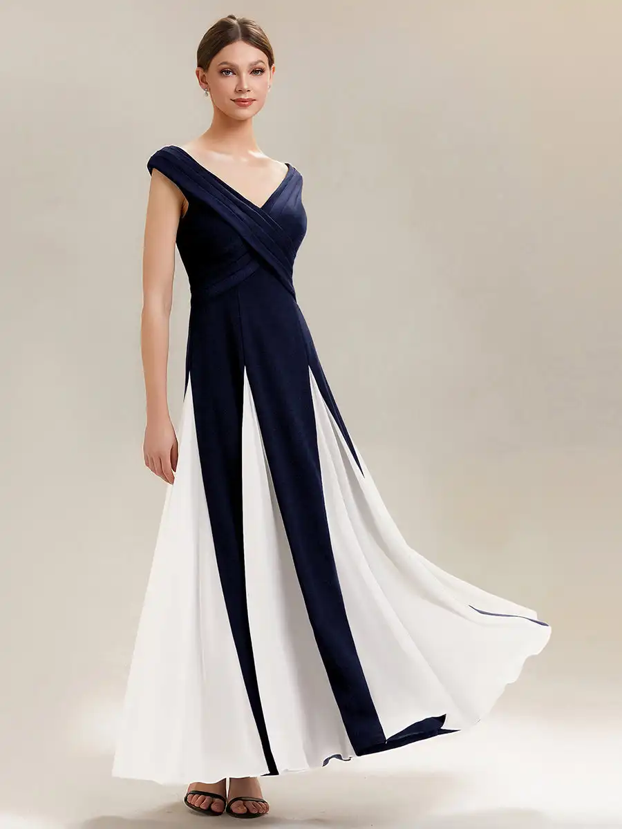 factory-design-short-sleeve-v-neck-high-stretch-a-line-floor-length-wedding-guest-dresses