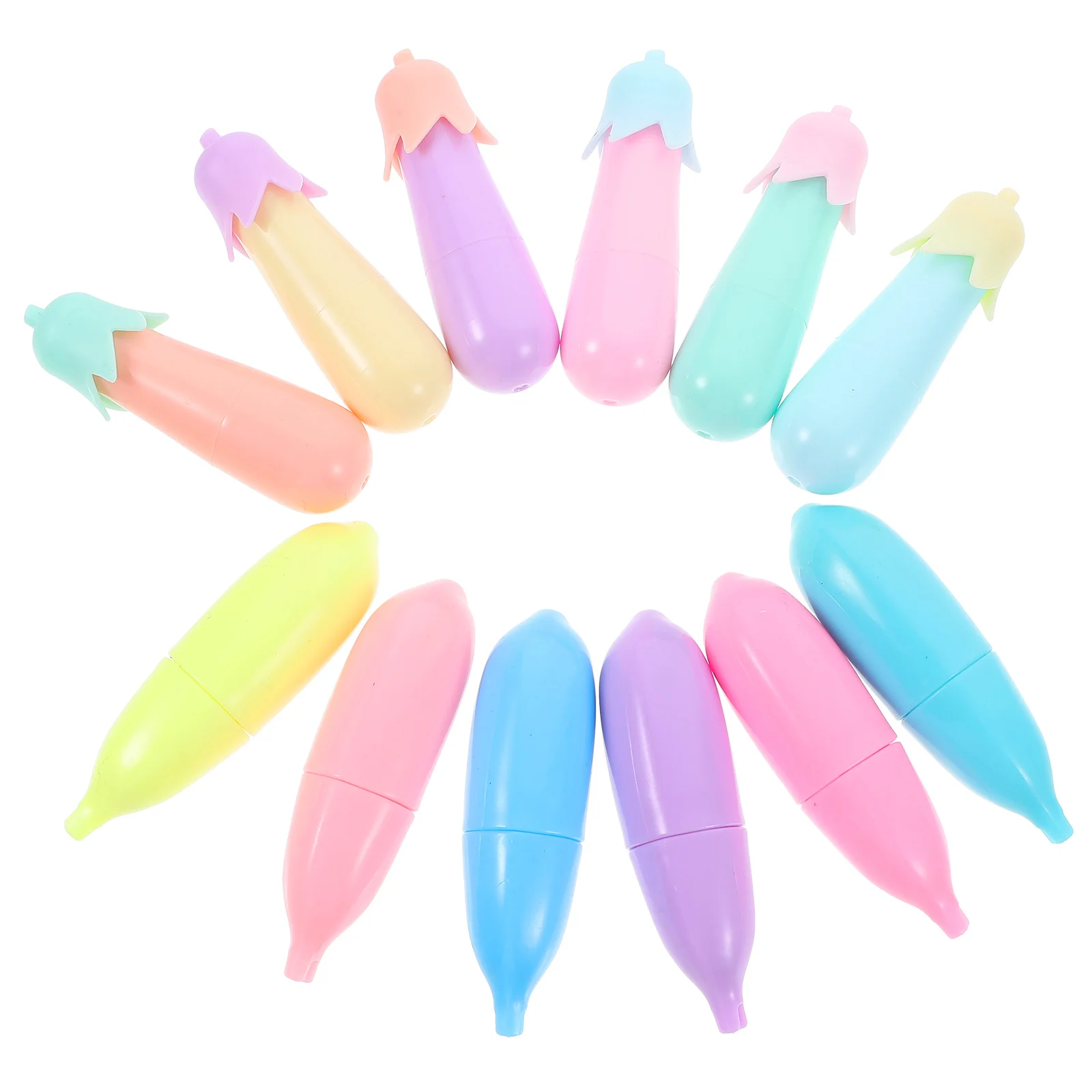 

12pcs Mini Highlighters Fluorescent Pens Portable Office Supplies Cute Cartoon Marker Pens Bright Color Students Stationery