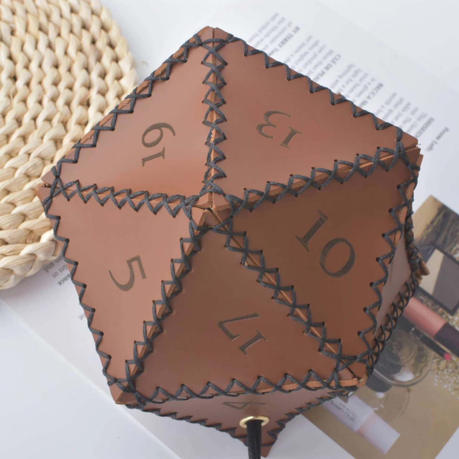 Cleverly Designed Vintage Brown Drawstring Pouch An Essential For Any Gamer Looking To Organize Their Polyhedral Collection