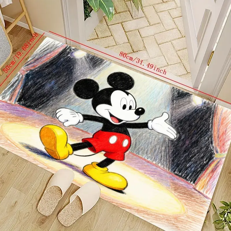

1 шт. Коврик для пола с рисунком Микки Мауса Диснея, нескользящий коврик в стиле Яркий эскиз для декора детской комнаты и гостиной, мягкий стираб