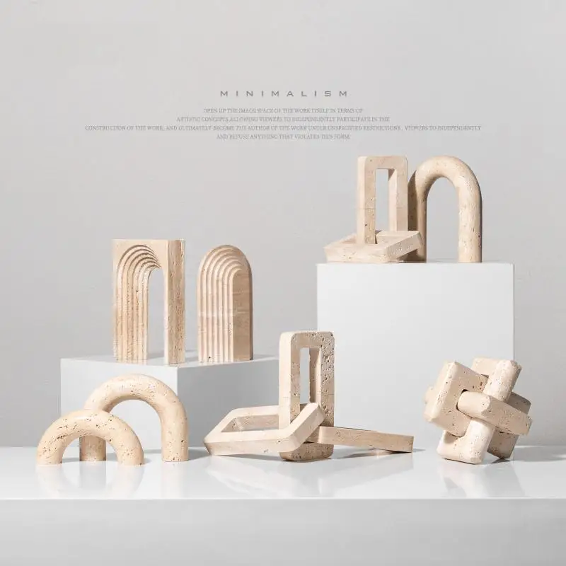 

Wabi Sabi Abstract Yellow Travertine Sculpture -Raw Texture Art Decor for Living Room, Wall Niche, Display Window & Coffee Table