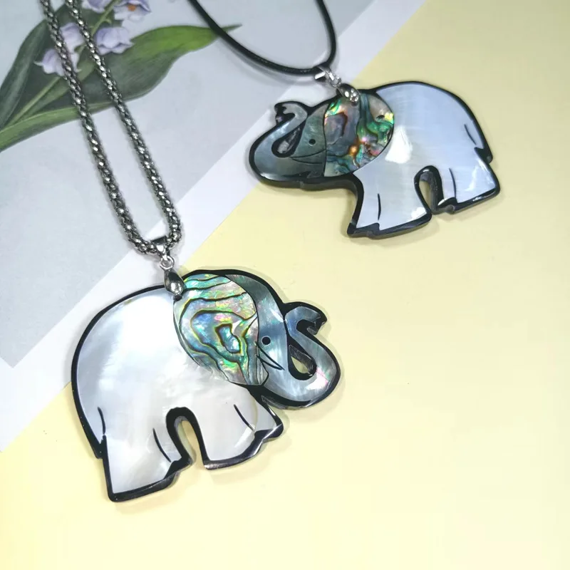 Handmade Assembled Shell Elephant Abalone Shell Black Butterfly Shell White Clam Shell