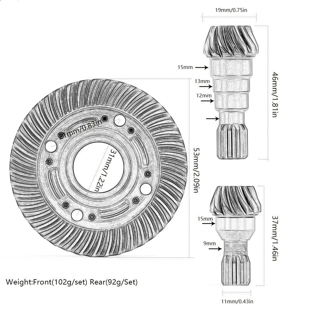 1/5 Front / Rear Hard Chrome Steel Spiral Cut Differential Ring Pinion Gear 7777X 7778X For RC Car Traxxas X-Maxx 6S