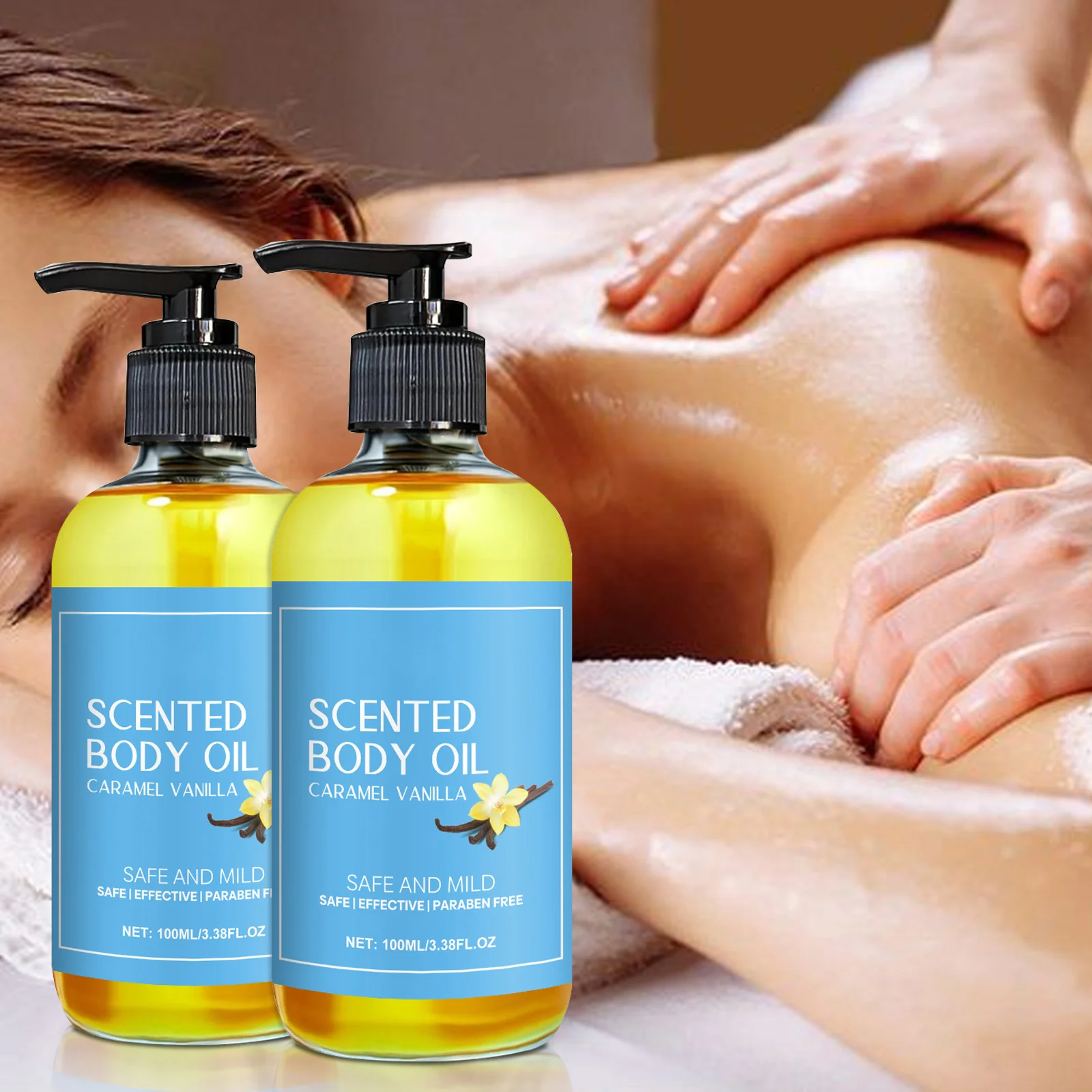 Huile de Massage corporel à la vanille, améliore l'hydratation, soulage le Stress, renforce, nourrissante, relaxante musculaire, huiles essentielles végétales de SPA