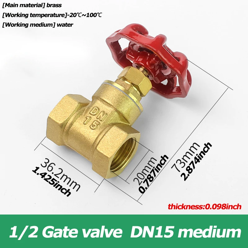 

1/2" 3/4"1‘’ Female To Female Thread Two Way Brass gate valves DN15 20 25 water valve switch valve Internal Thread Gate valves