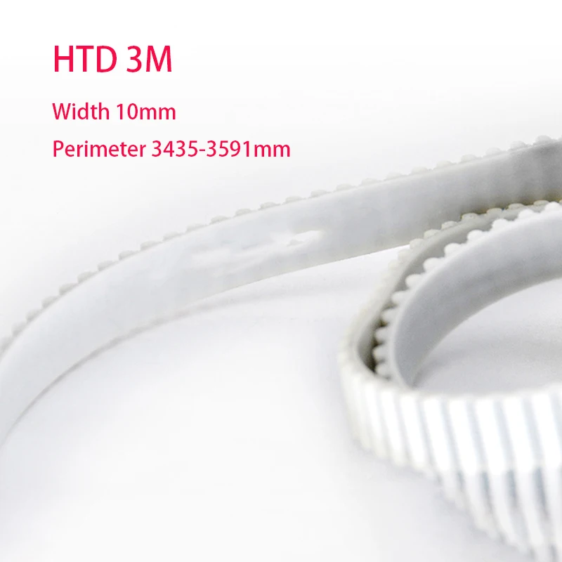 1Pcs Perimeter 3435-3591mm HTD3M PU with Steel Core Timing Belt Width 10mm White Polyurethane Closed Loop Gear Belt