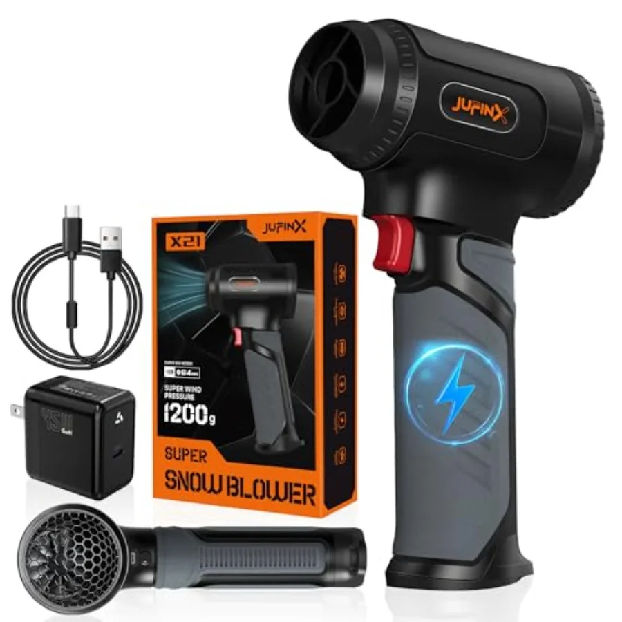 

Snow Blower -64mm Supper Motor756W Stepless Speed- Leaf Blowers 680CFM 1200g WindPressure 3000mAh*8 30W Fast Charging Cordless