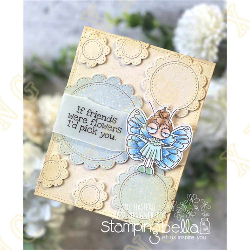 Mini Oddball Butterfly Girl Metal Cutting Dies and Clear Stamps for DIY Scrapbook Stamps Album Craft Paper Card Decoration