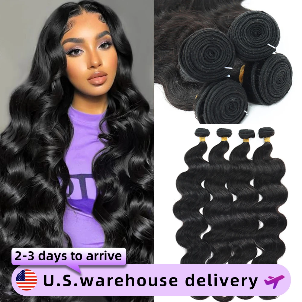 28, 30-дюймовые объемные волны, необработанные 2, 3, 4 пучка, индийские 100% необработанные человеческие волосы, волны, двойные нарисованные девственные пучки, плетение наращивания