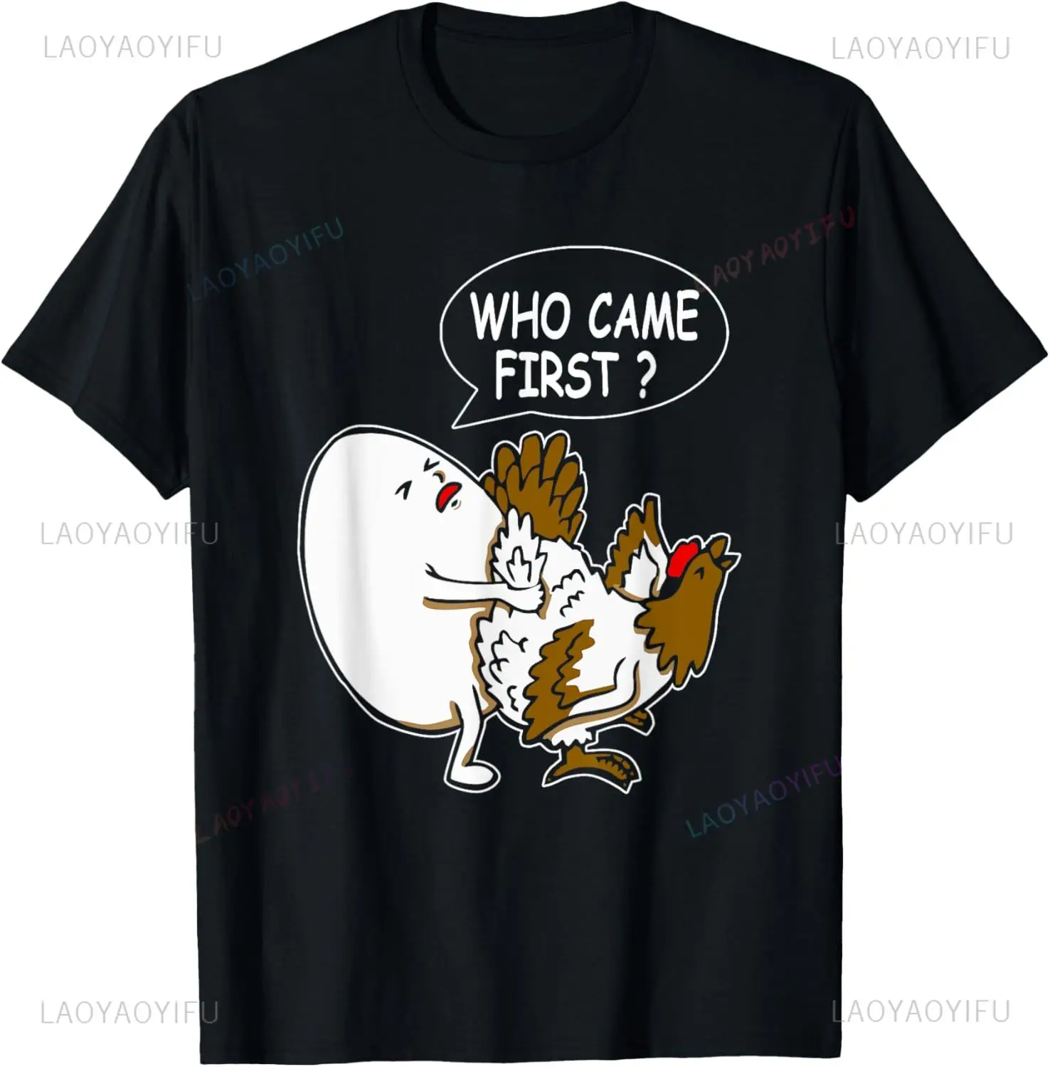 Funny Adult Humor Jokes Who Came First Chicken or Egg T-Shirt Casual Fashion Short Sleeve Man Tshirt Humor Summer Style Y2k Tees