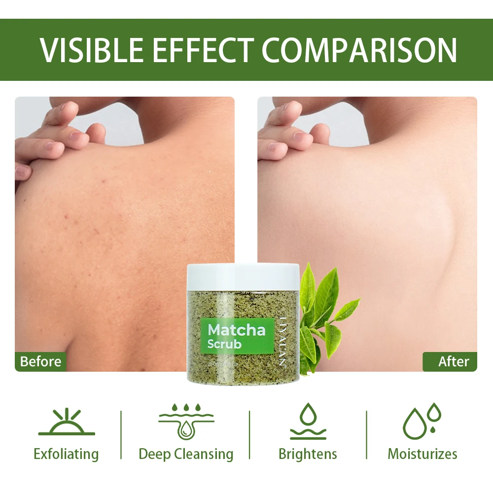 Matcha Green Tea Scrub Body Exfoliating Skin Brighten Improve Dullness Pore Cleansing Moisturizing Reduces Melanin Body Care