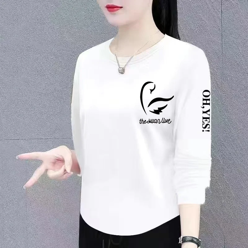 

Long Sleeve T-Shirt Women's Base Shirt Inner Wear Top for Middle-Aged And Elderly Polyester Fiber round Neck Commute Style