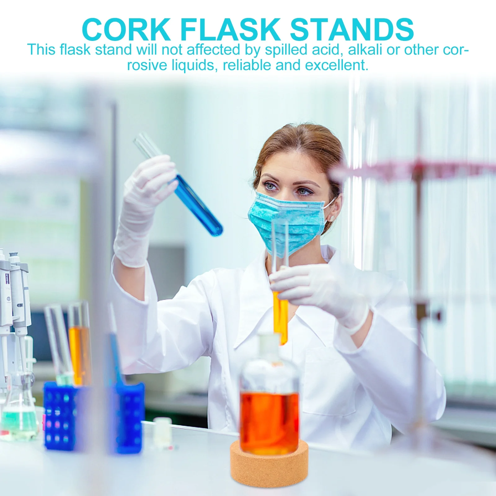 

2Pcs Laboratory Flask Pad Cork Stand Round Bottom Holder Support High Toughness Anti-Corrosion Experiment Use Flask Mat