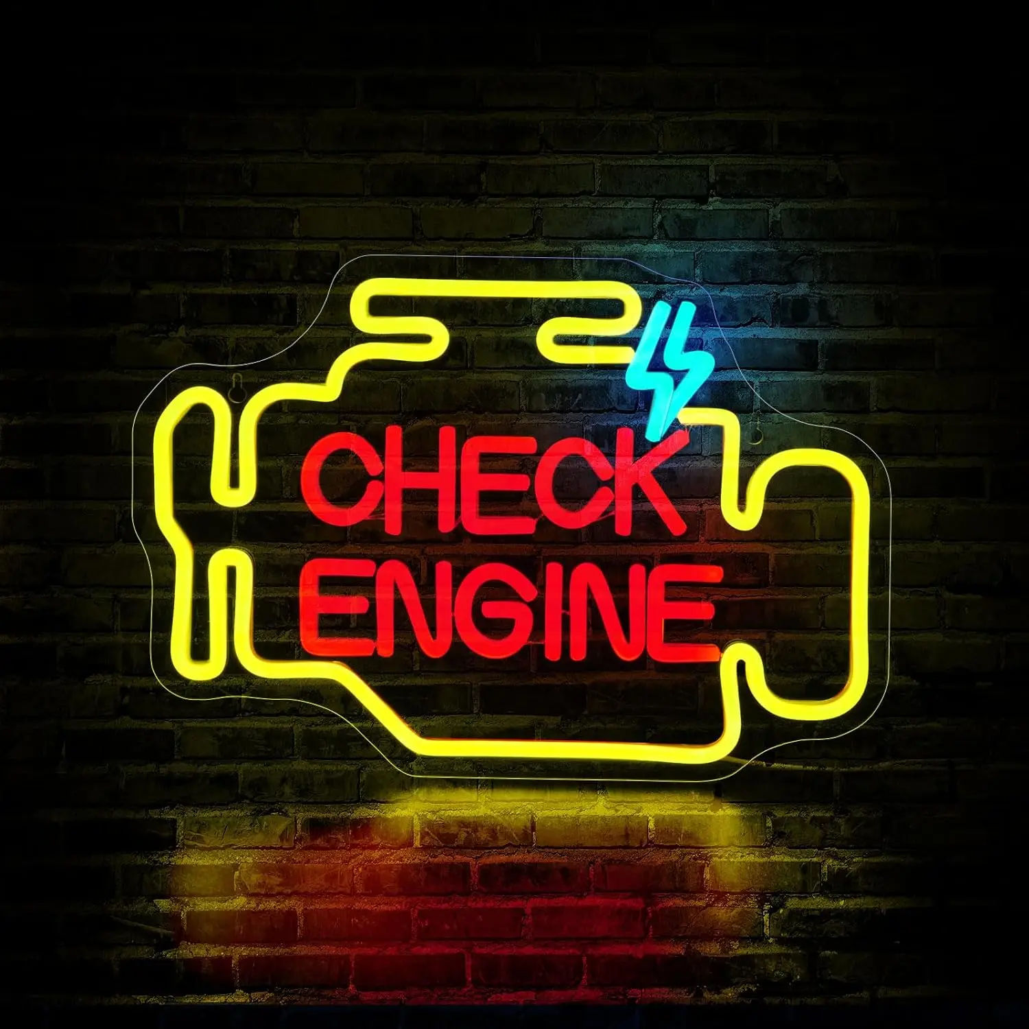 

Check Engine Neon Sign Led Neon Signs for Wall Decor Yellow Light Up Sign Preppy Girls Room Decor USB Powered Night Light