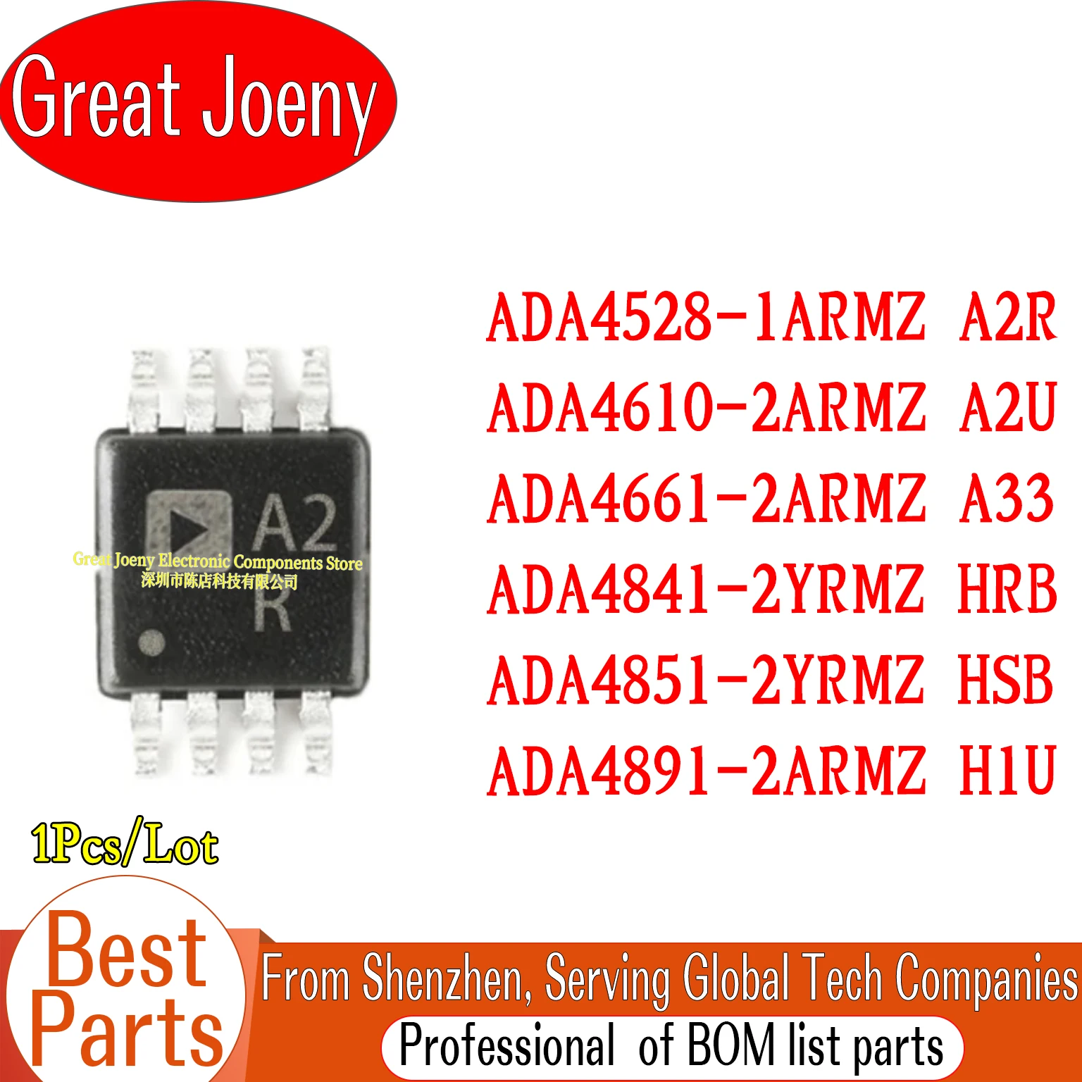 

100% New Original ADA4528-1ARMZ A2R ADA4610-2ARMZ A2U ADA4661-2ARMZ A33 ADA4841-2YRMZ HRB ADA4851-2YRMZ HSB ADA4891-2ARMZ H1U